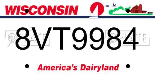 8VT9984 Wisconsin License Plate