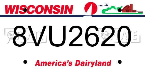8VU2620 Wisconsin License Plate