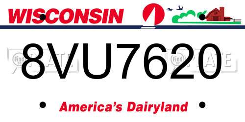 8VU7620 Wisconsin License Plate