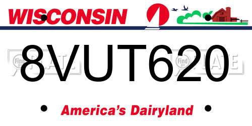8VUT620 Wisconsin License Plate