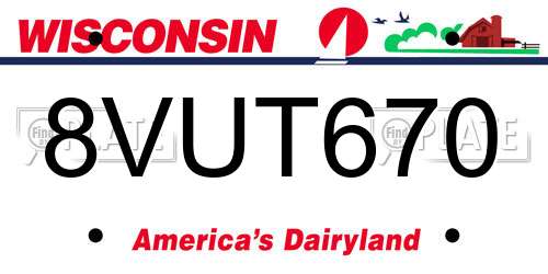 8VUT670 Wisconsin License Plate