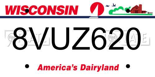 8VUZ620 Wisconsin License Plate
