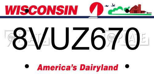 8VUZ670 Wisconsin License Plate