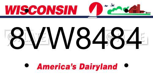8VW8484 Wisconsin License Plate