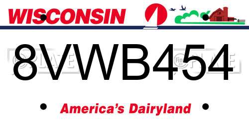 8VWB454 Wisconsin License Plate