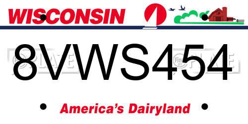 8VWS454 Wisconsin License Plate