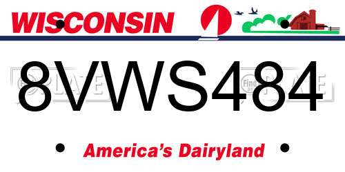 8VWS484 Wisconsin License Plate
