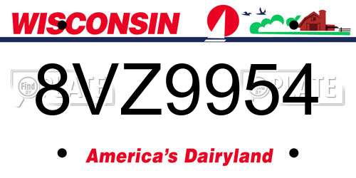 8VZ9954 Wisconsin License Plate