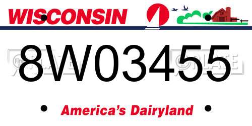 8W03455 Wisconsin License Plate