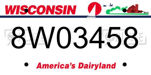 8W03458 Wisconsin License Plate