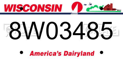 8W03485 Wisconsin License Plate