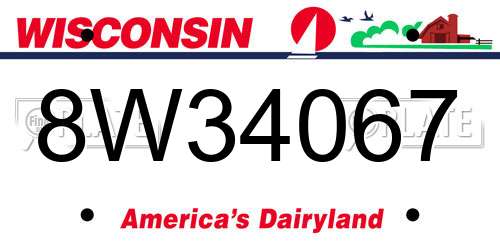 8W34067 Wisconsin License Plate