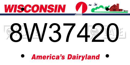 8W37420 Wisconsin License Plate