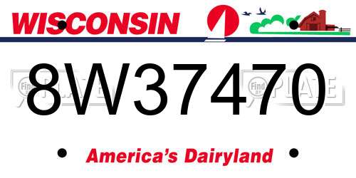 8W37470 Wisconsin License Plate