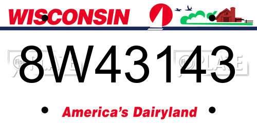 8W43143 Wisconsin License Plate