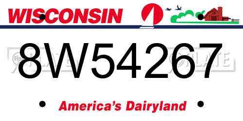 8W54267 Wisconsin License Plate