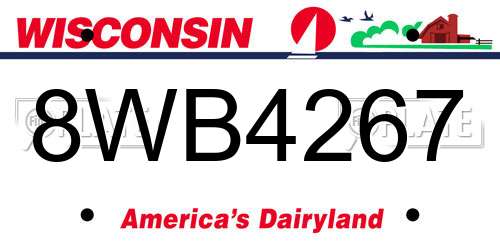 8WB4267 Wisconsin License Plate