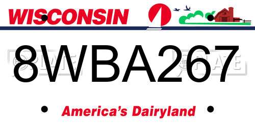 8WBA267 Wisconsin License Plate