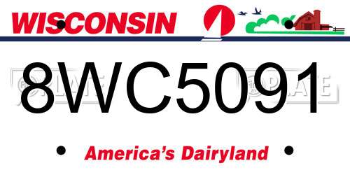 8WC5091 Wisconsin License Plate
