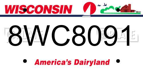 8WC8091 Wisconsin License Plate