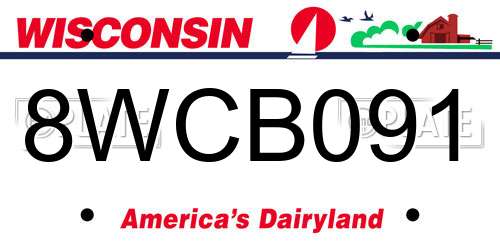 8WCB091 Wisconsin License Plate
