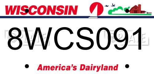 8WCS091 Wisconsin License Plate