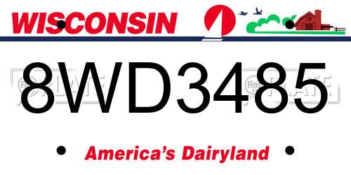 8WD3485 Wisconsin License Plate