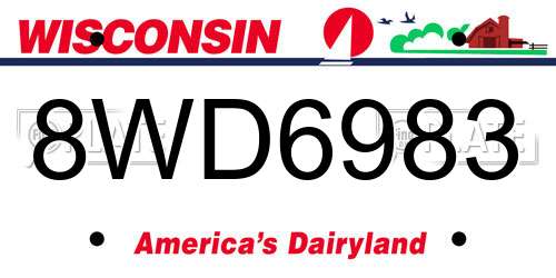 8WD6983 Wisconsin License Plate