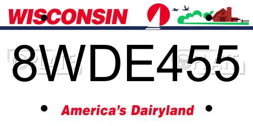 8WDE455 Wisconsin License Plate