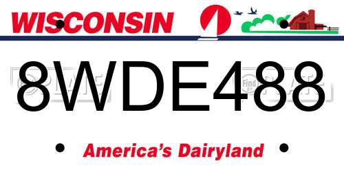 8WDE488 Wisconsin License Plate