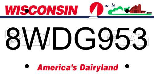 8WDG953 Wisconsin License Plate