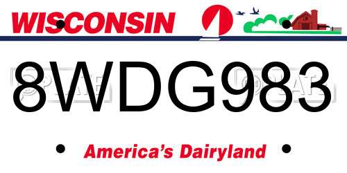 8WDG983 Wisconsin License Plate