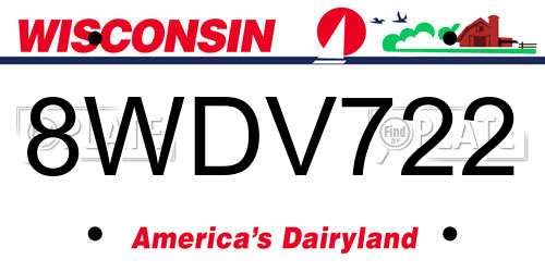 8WDV722 Wisconsin License Plate