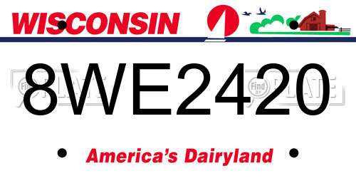 8WE2420 Wisconsin License Plate