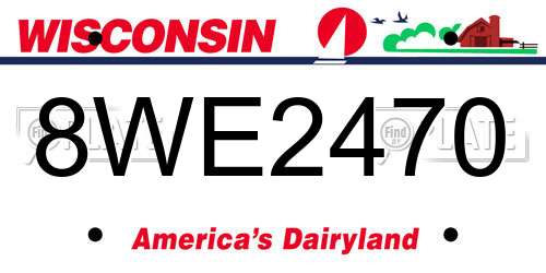 8WE2470 Wisconsin License Plate