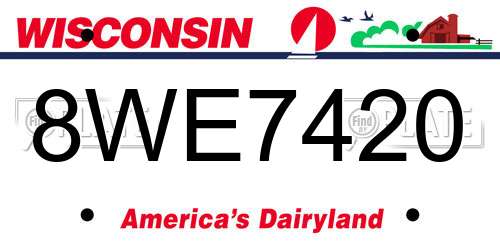 8WE7420 Wisconsin License Plate
