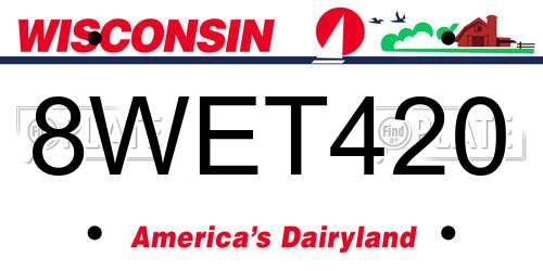 8WET420 Wisconsin License Plate