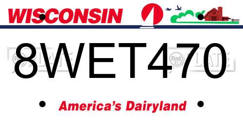 8WET470 Wisconsin License Plate