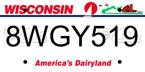 8WGY519 Wisconsin License Plate