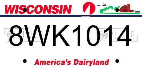 8WK1014 Wisconsin License Plate