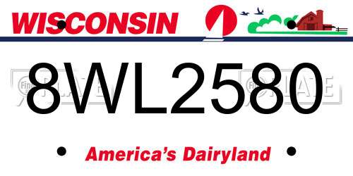 8WL2580 Wisconsin License Plate
