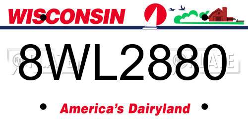 8WL2880 Wisconsin License Plate