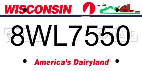 8WL7550 Wisconsin License Plate
