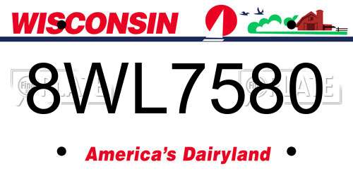 8WL7580 Wisconsin License Plate