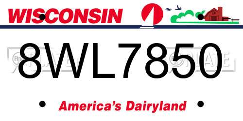 8WL7850 Wisconsin License Plate