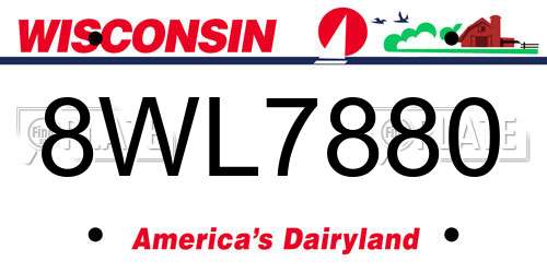 8WL7880 Wisconsin License Plate