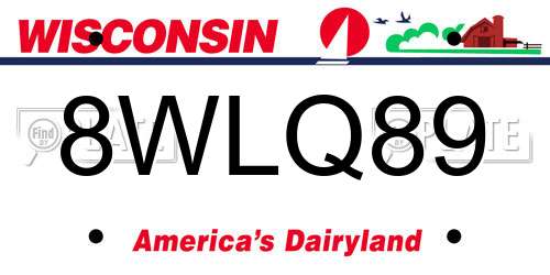 8WLQ89 Wisconsin License Plate