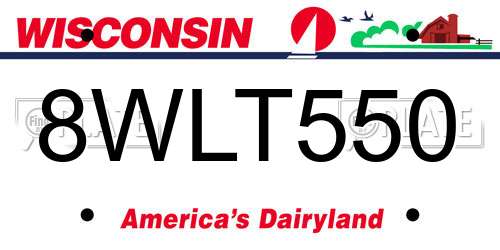 8WLT550 Wisconsin License Plate