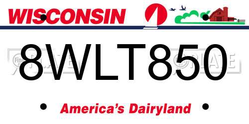 8WLT850 Wisconsin License Plate