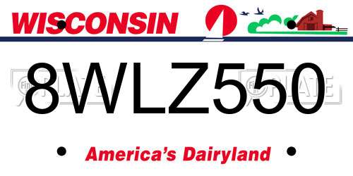 8WLZ550 Wisconsin License Plate